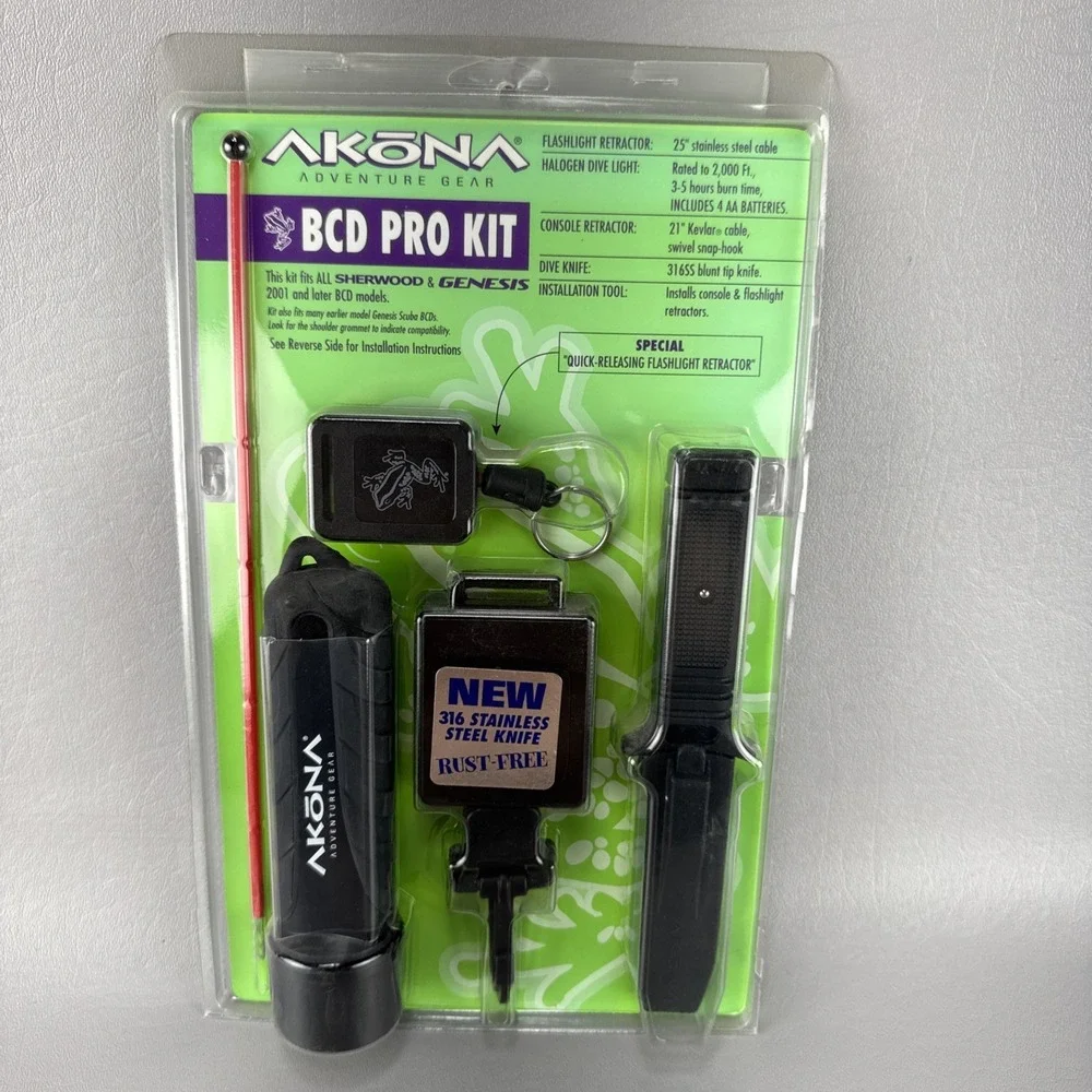 Akona‎ Sherwood & Genesis BCD Pro-Kit Mini Light Accessory Kit Scuba Diving NEW